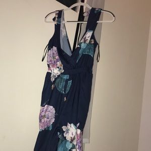 Floral and belted Romper / Long jumpsuit